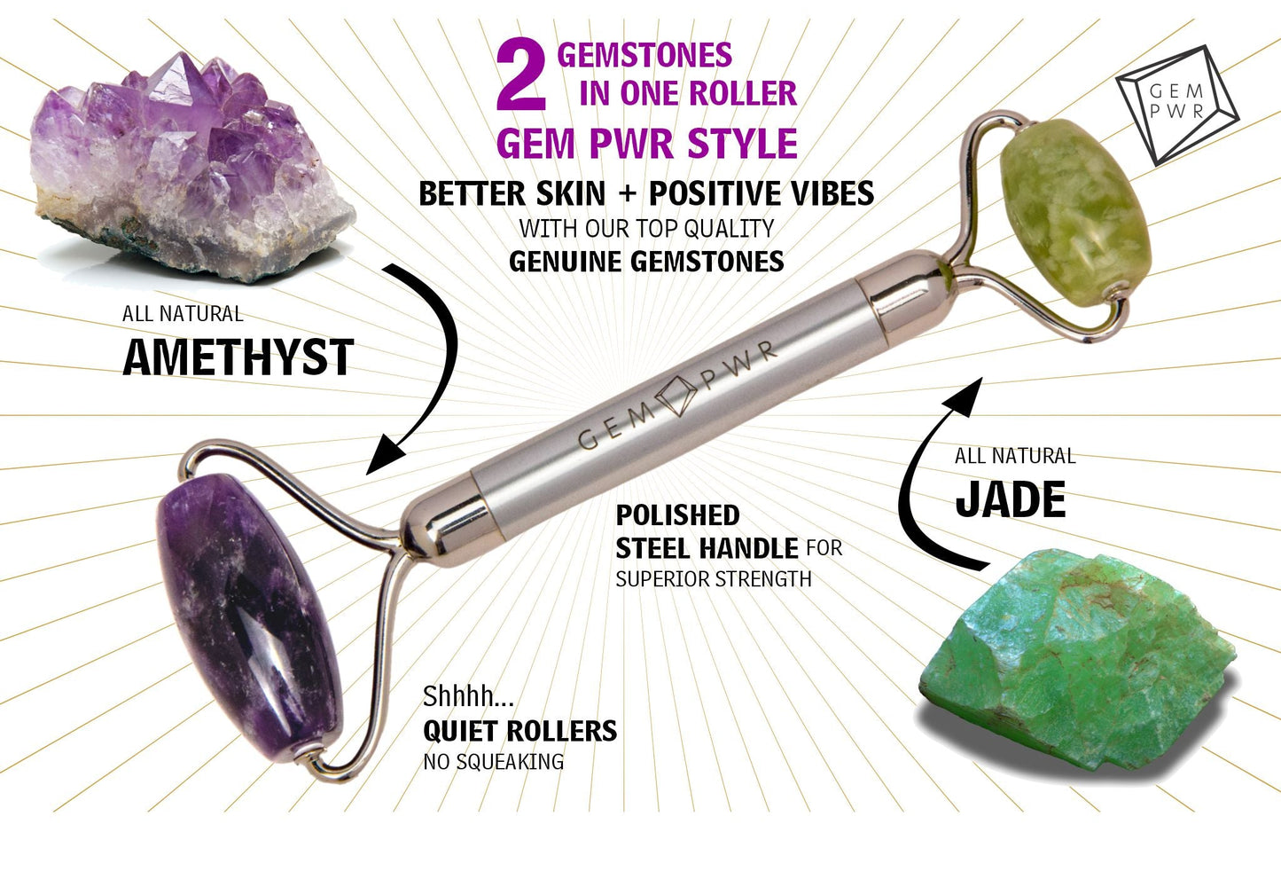 Amethyst + Jade Roller Features